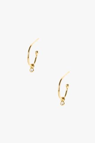 7 For All Mankind Large Sized Hoops With Cz Charm In Gold