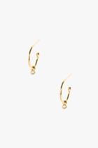 7 For All Mankind Large Sized Hoops With Cz Charm In Gold