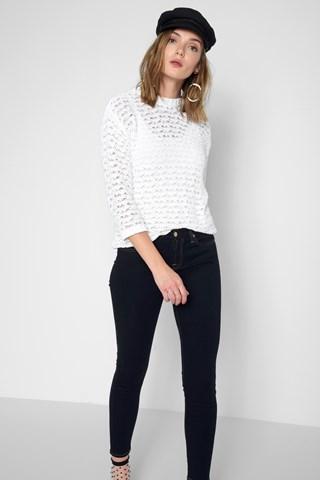 7 For All Mankind Long Sleeve Tie Back Sweater In White