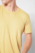 7 For All Mankind Short Sleeve Raw Pocket Crew In Dusty Yellow