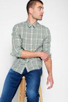 7 For All Mankind Washed Out Plaid Shirt In Sage Plaid