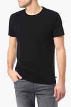 7 For All Mankind Short Sleeve Raw Pocket Crew In Black