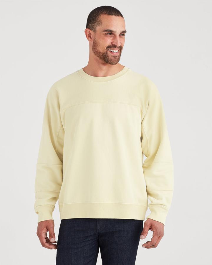 7 For All Mankind Paneled Terry Sweatshirt In Washed Sulfer Yellow