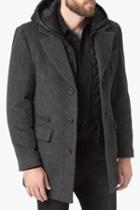 7 For All Mankind Wool Coat With Zip Out Lining In Charcoal