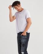 7 For All Mankind Short Sleeve Raw Pocket Crew In Light Violet