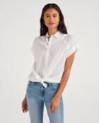 7 For All Mankind Women's Cap Sleeve Tie Front Shirt In White