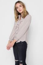 7 For All Mankind Long Sleeve Ruffled Top In Pale Lavendar