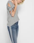 7 For All Mankind Women's Bow Tie Sleeve Tee In Heather Grey