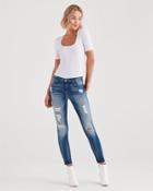 7 For All Mankind B(air) Authentic Denim Ankle Skinny With Destroy In Distressed Light