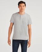 7 For All Mankind Men's Boxer 3 Button Henley In Heather Grey