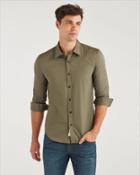7 For All Mankind Men's Poplin Roadster Long Sleeve Shirt In Army