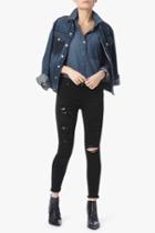 7 For All Mankind The Ankle Skinny In Black Sequin Patched Denim