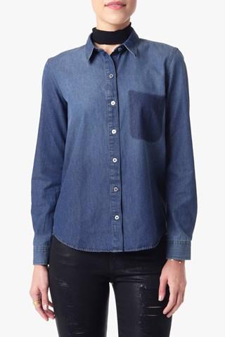 7 For All Mankind Shadow Pocket Denim Shirt In Shadow Sky