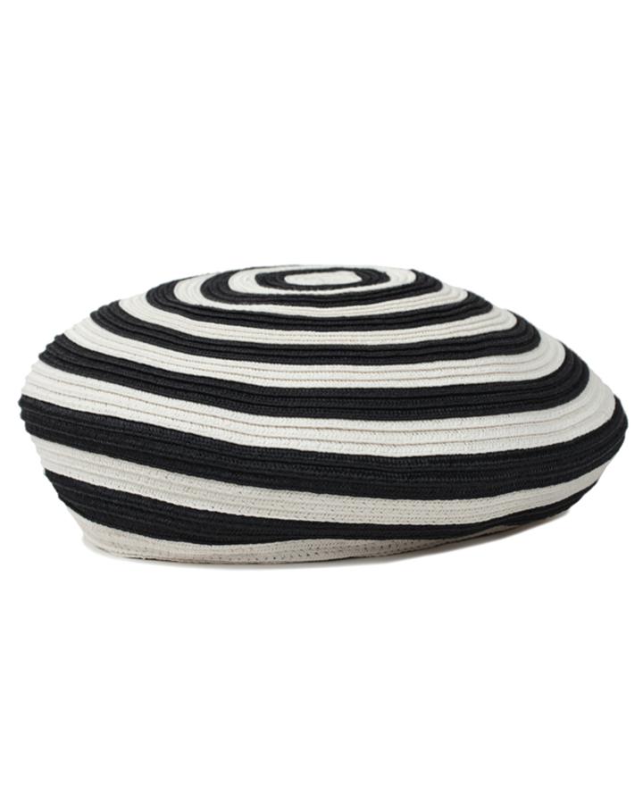 7 For All Mankind Brixton Audrey Straw Hat In Black And White