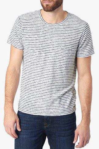 7 For All Mankind Short Sleeve Horozontal Stripe Shirt In Lake Blue Stripe