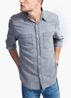 7 For All Mankind Long Sleeve Work Wear Shirt In Light Grey