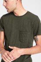 7 For All Mankind Short Sleeve Raw Pocket Crew In Olive