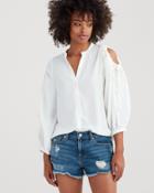 7 For All Mankind Cold Shoulder Tie Top In Soft White
