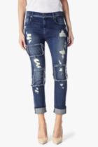 7 For All Mankind Relaxed Skinny With Patches And Destroy In Vivid Blue