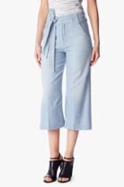 7 For All Mankind Belted Crop Palazzo In Stretch Chambray
