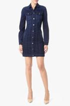 7 For All Mankind Trucker Dress In Dark Rich Vibrant Blue