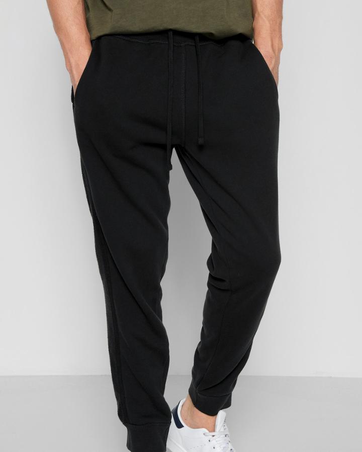 7 For All Mankind Men's Jogger Sweatpant With Faux Suede Trim In Black