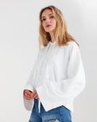 7 For All Mankind Rise Sleeve Insert Hoodie In Optic White With White Print