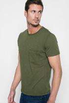 7 For All Mankind Short Sleeve Raw Pocket Crew In Army