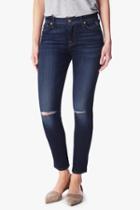 7 For All Mankind Ankle Skinny With Knee Holes In Mykonos Dark Indigo