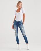 7 For All Mankind Women's B(air) Authentic Denim Ankle Skinny With Destroy In Distressed Light