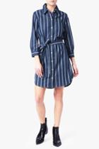 7 For All Mankind Belted Shirt Dress In Seaside Stripe