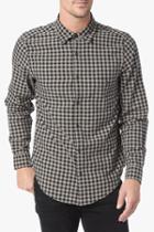 7 For All Mankind Long Sleeve Double Face Gingham Shirt In Black And Tan