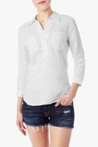 7 For All Mankind Patched Woven Shirt In Blanc De Blanc
