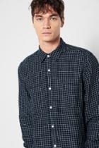7 For All Mankind Long Sleeve Double Face Plaid Shirt In Navy