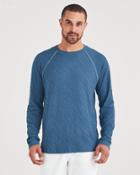 7 For All Mankind Long Sleeve Double Knit Raglan Tee In Atlantic Blue