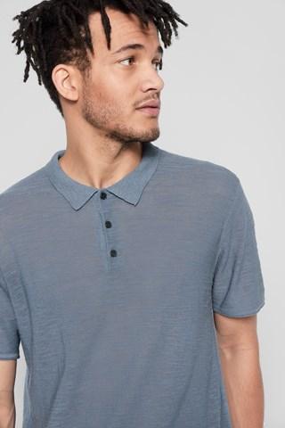 7 For All Mankind Short Sleeve Sweater Polo In Washed Jean