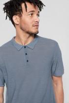 7 For All Mankind Short Sleeve Sweater Polo In Washed Jean