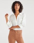 7 For All Mankind Women's High Low Button Up Shirt In Soft White