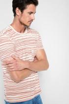7 For All Mankind Short Sleeve Abstract Stripe Tee In Red Stripe