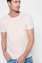 7 For All Mankind Short Sleeve Raw Pocket Crew In Pink Sunrise