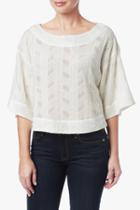 7 For All Mankind Crop Embroidered Top In Cream