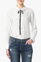 7 For All Mankind Scalloped Blouse With Bow Tie