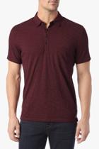 7 For All Mankind Short Sleeve Raw Placket Polo In Dark Crimson