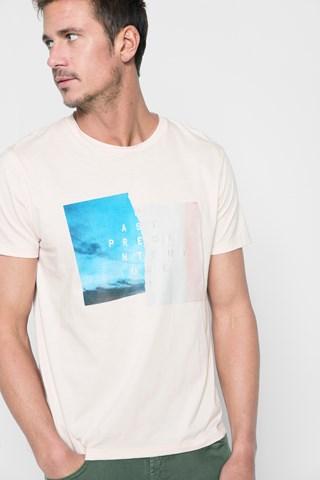 7 For All Mankind Short Sleeve Present Tee In Pink Sunrise