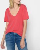 7 For All Mankind Women's Curved Neck Tee In Faded Poppy