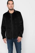 7 For All Mankind Long Sleeve Micro Cord Shirt In Black