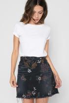7 For All Mankind A Line Mini Skirt With Raw Hem In Print On Noir