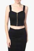 7 For All Mankind The Zip Bodice Top In Black Runway Denim