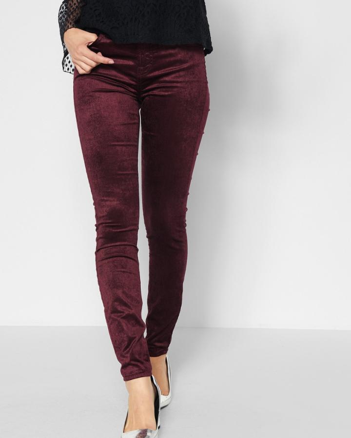 7 For All Mankind Women's Velvet Ankle Skinny In Scarlet