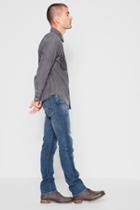 7 For All Mankind Long Sleeve Shadow Pocket Shirt In Grey